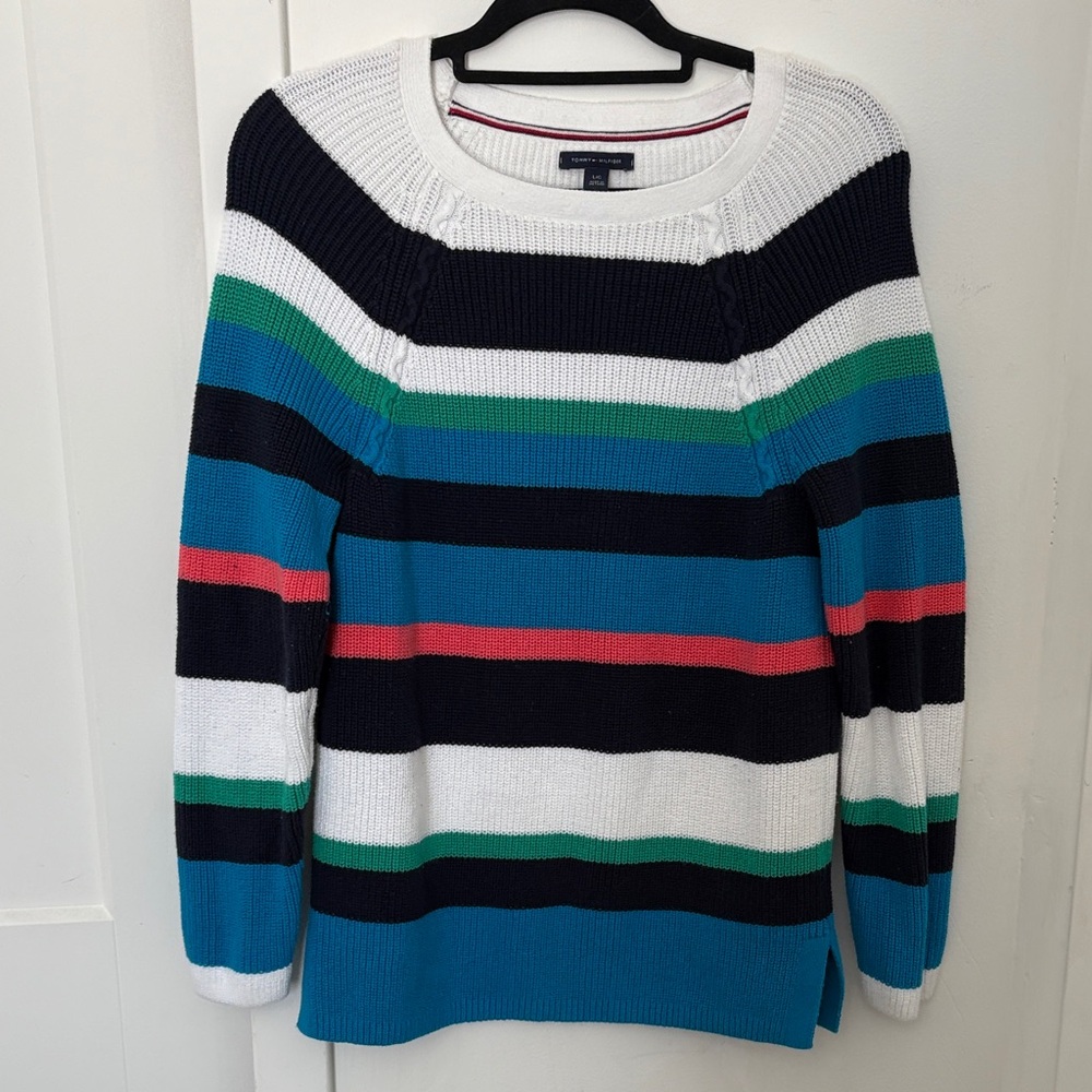 Tommy Hilfiger Navy and Multicolor Striped Sweater